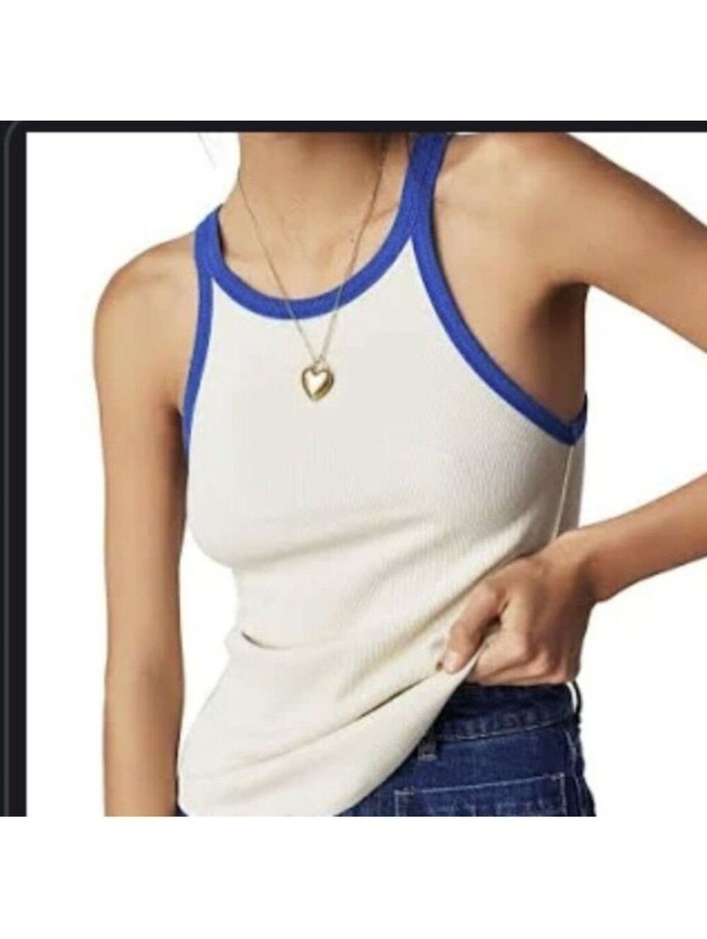 FP Retro Ribbed Contrast High-Neck Tank Top